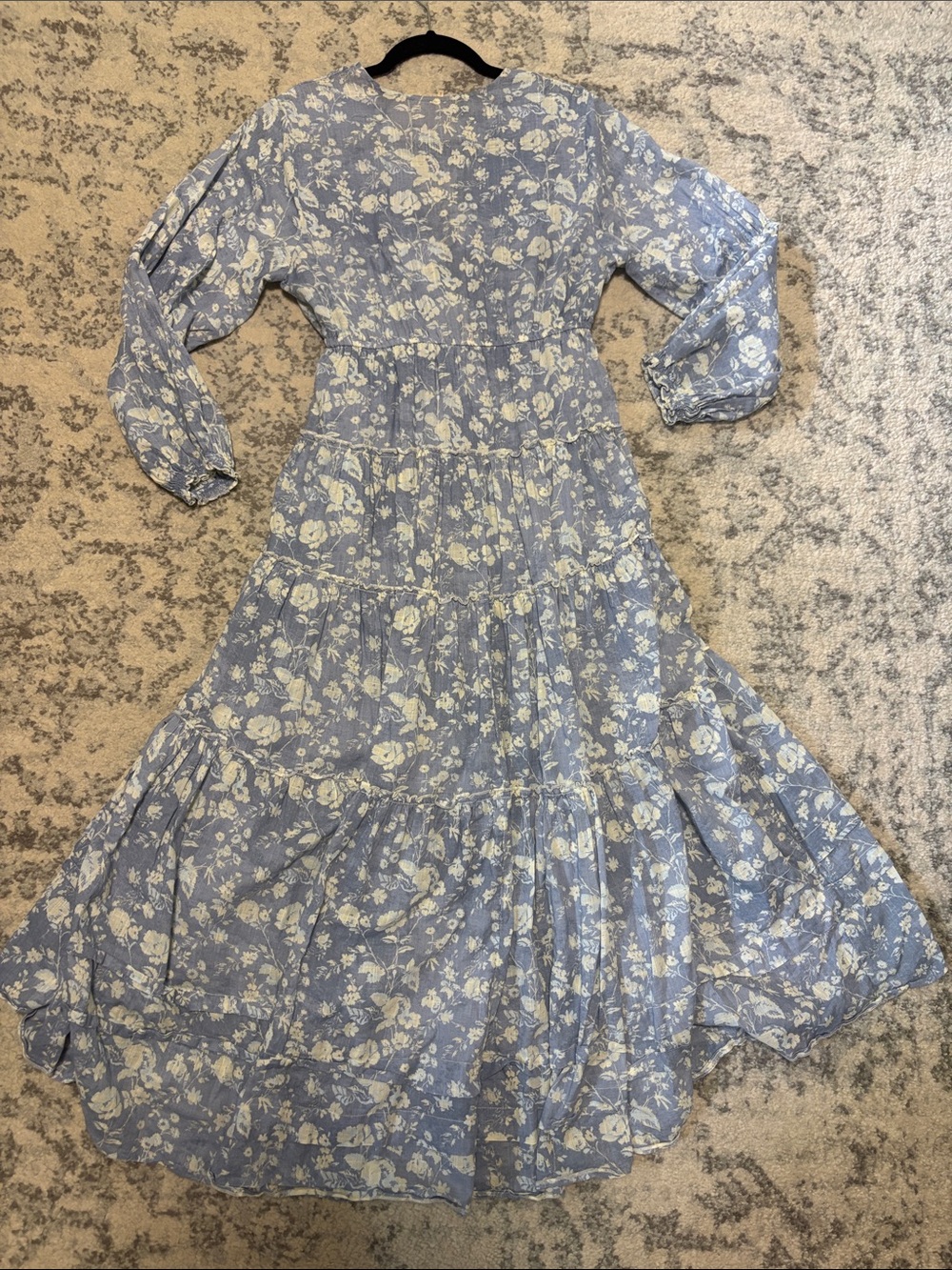 Free People Powder Blue Floral Button-Front Pappiet Midi Dress - Picture 6 of 14